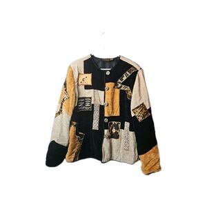 VTG Allure Boutique Jacket Patch Upholstery/Embroidery Button-up Womens Large